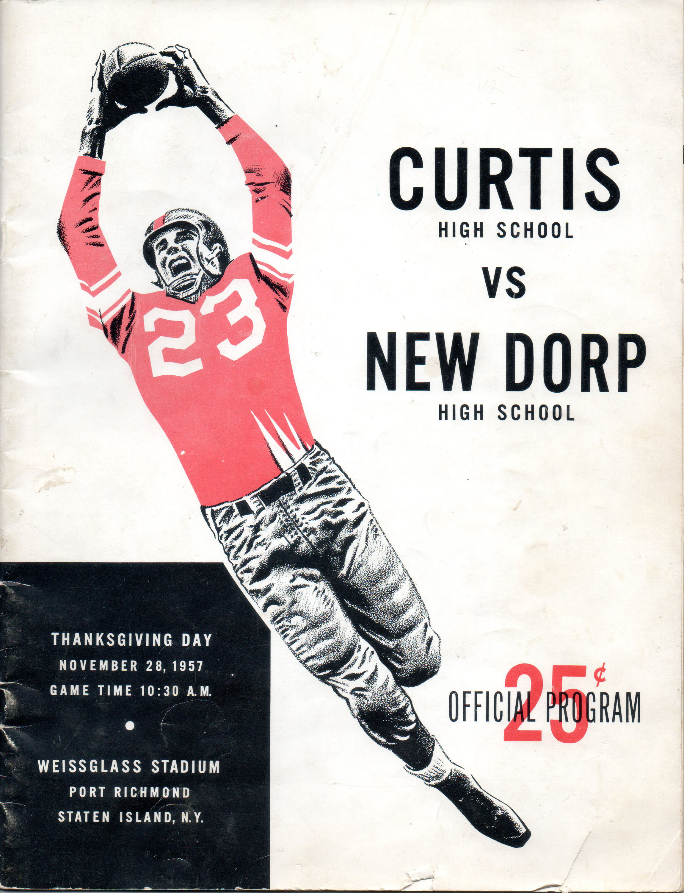 Program for Curts High School Vs. New Dorp High School Thanksgiving Day Football Game, Nov. 28, 1957